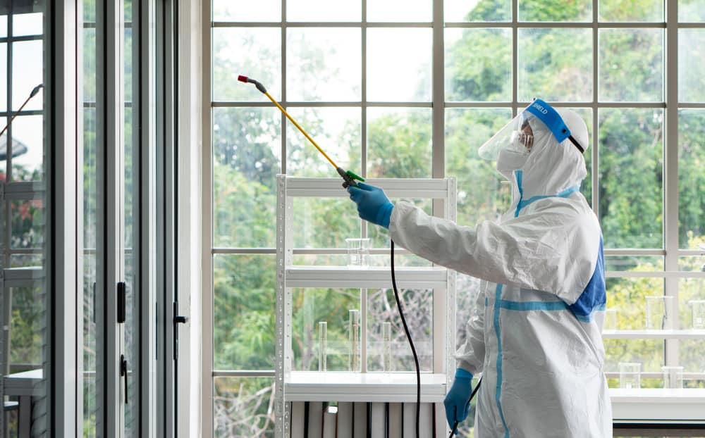 Decontamination Working Spraying Glass Door Hazardous Cleaning Essex County